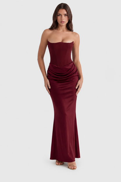 Rosa - Vestido largo negro con corsé