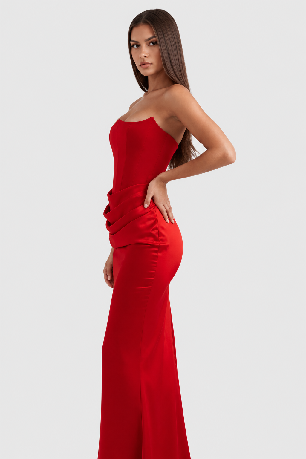 Rosa - Vestido largo negro con corsé