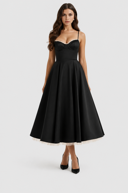 Selena - Vestido midi con capas de tul