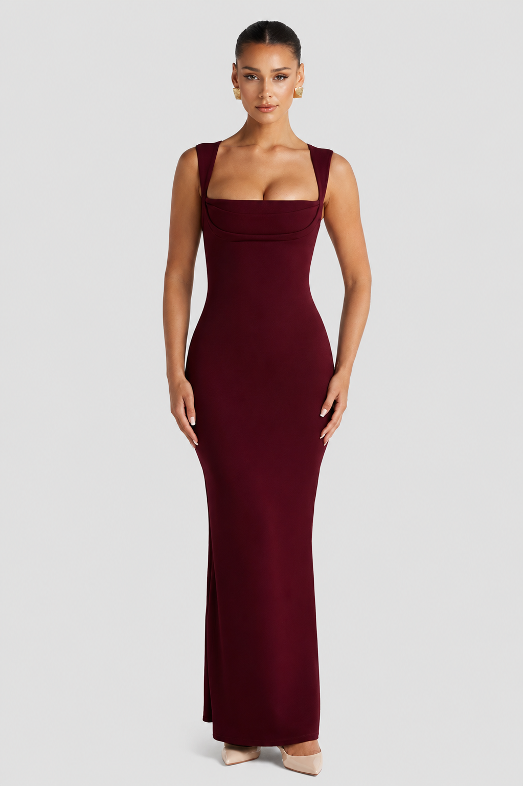 Grace - Vestido largo moldeador con escote cuadrado