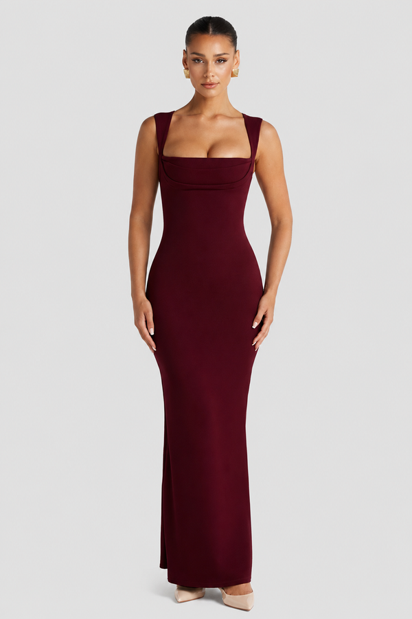 Grace - Vestido largo moldeador con escote cuadrado