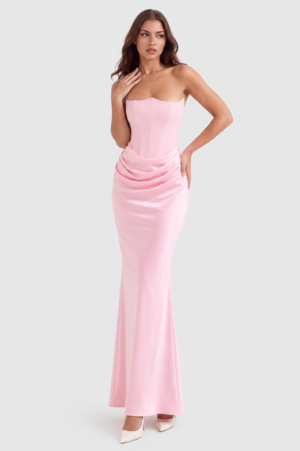 Rosa - Vestido largo negro con corsé