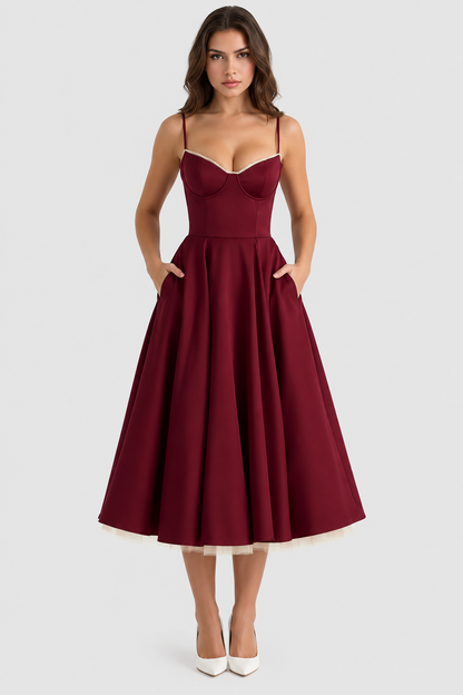 Selena - Vestido midi con capas de tul