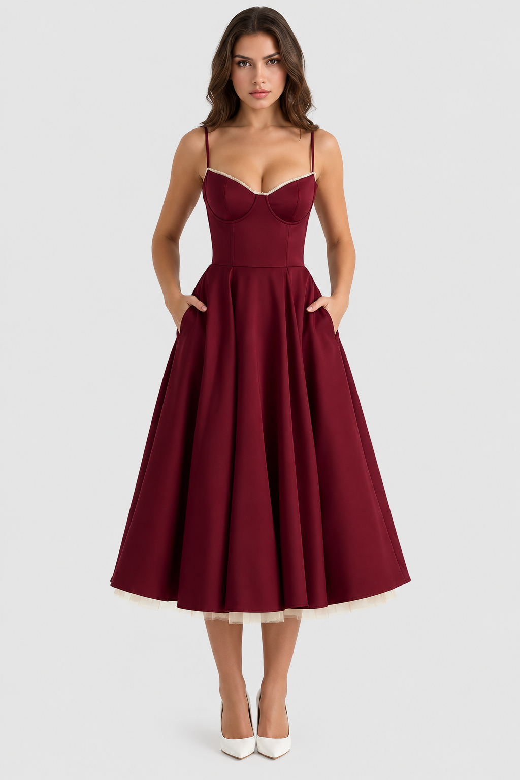 Selena - Vestido midi con capas de tul