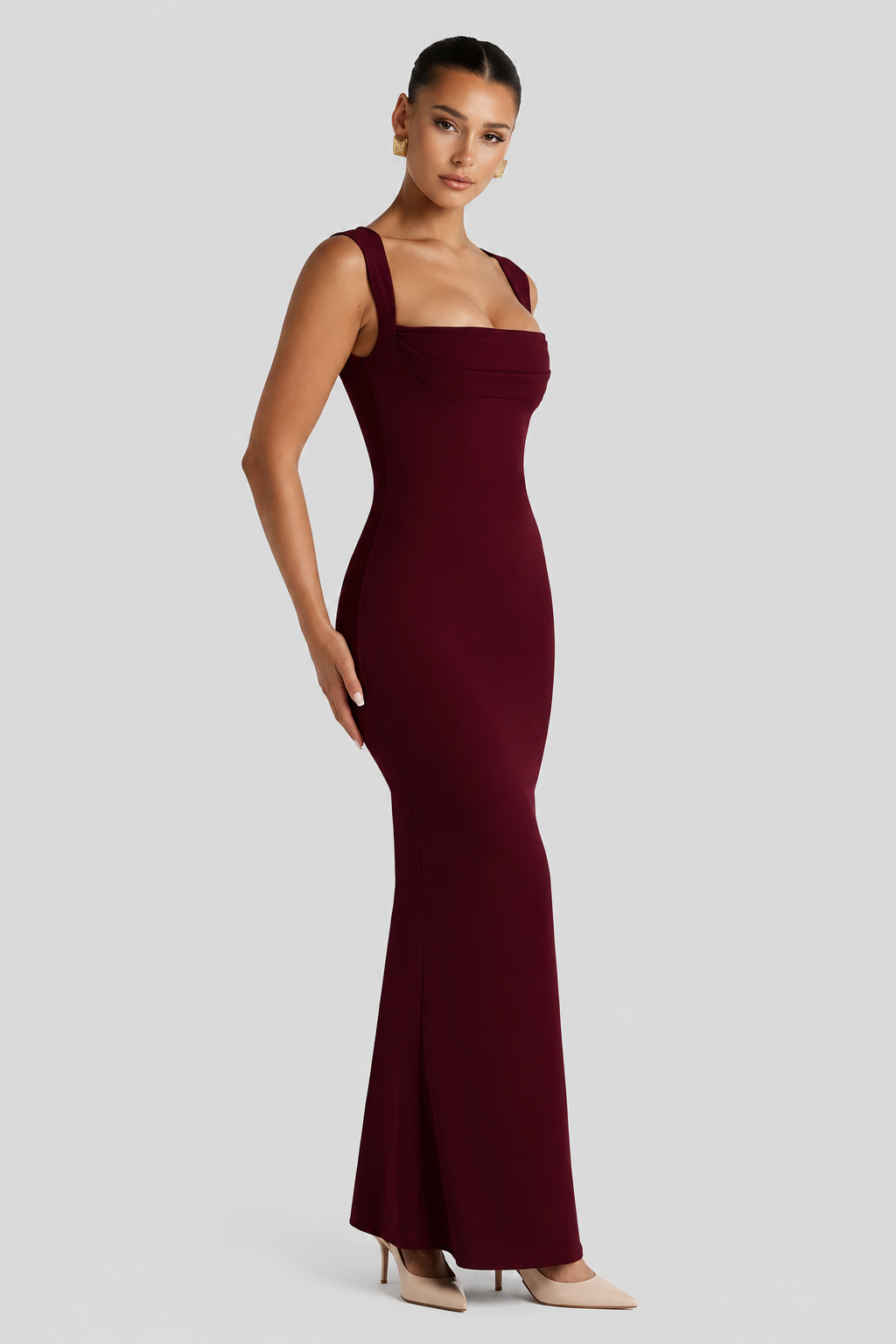 Grace - Vestido largo moldeador con escote cuadrado