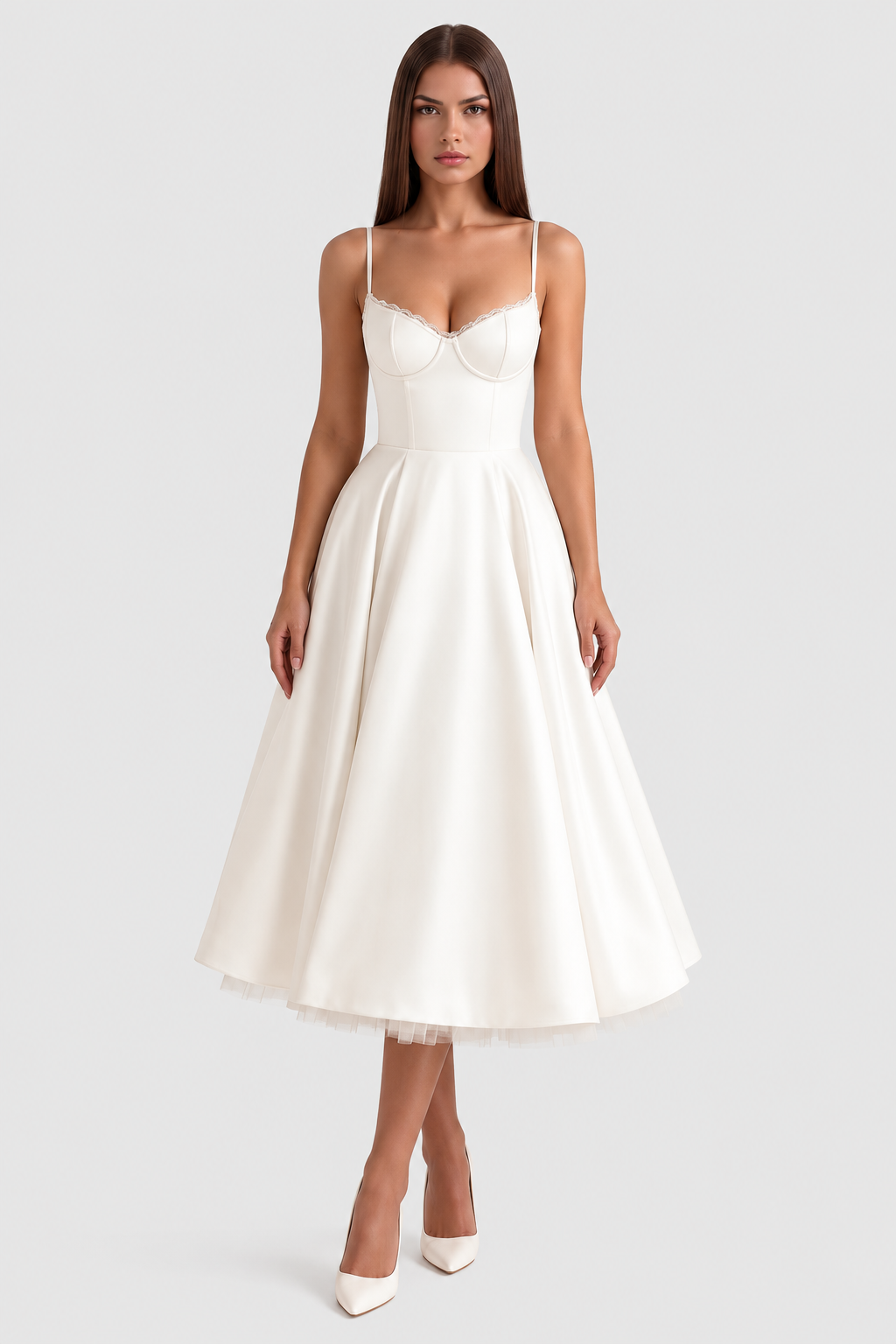 Selena - Vestido midi con capas de tul