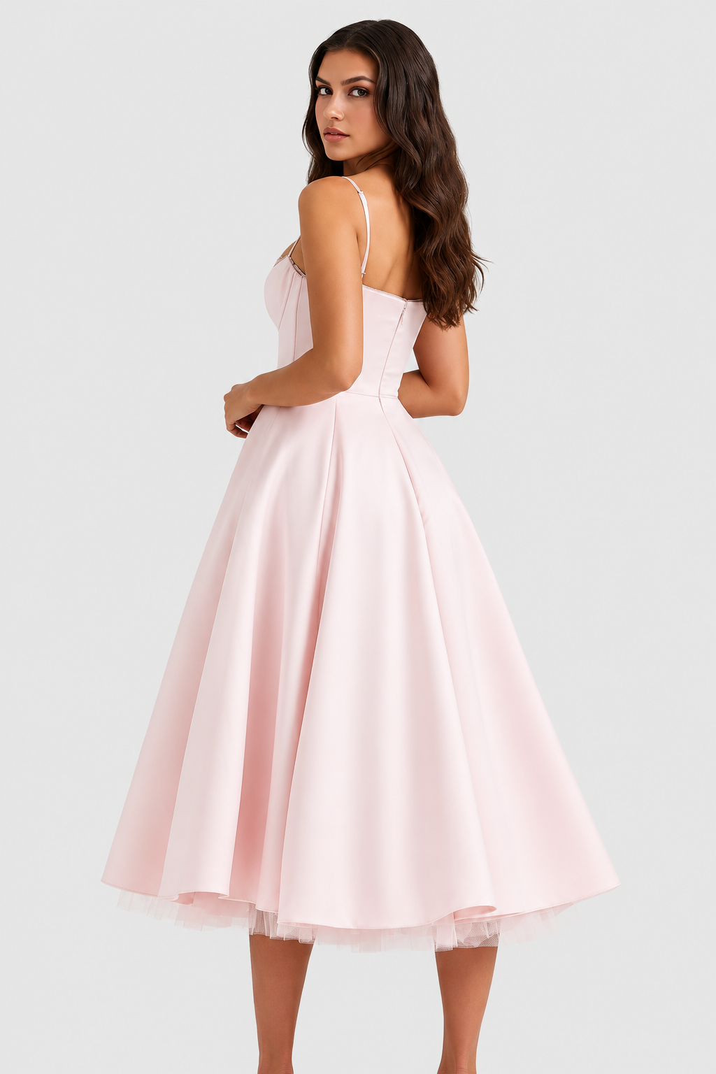 Selena - Vestido midi con capas de tul