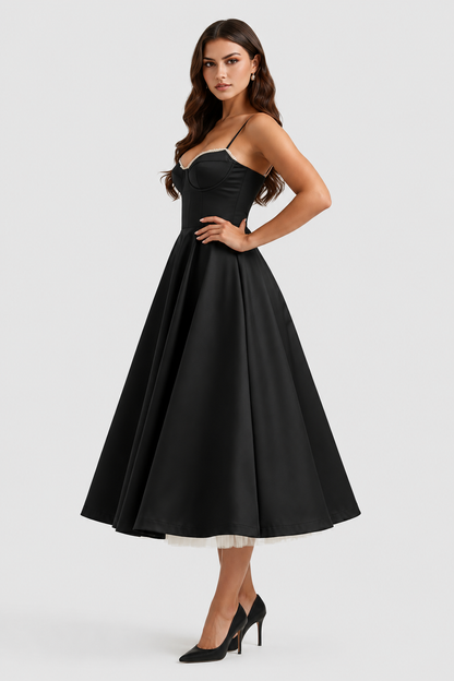 Selena - Vestido midi con capas de tul