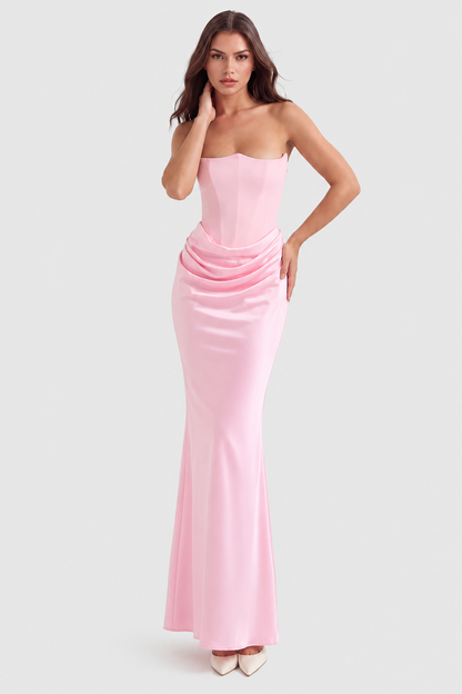 Rosa - Vestido largo negro con corsé