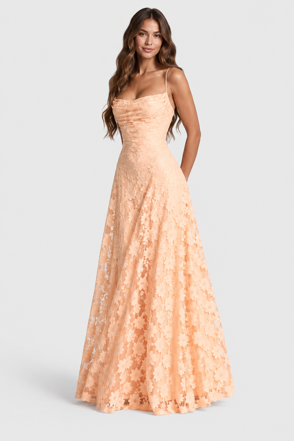 Sofía - Vestido Largo de Encaje Floral
