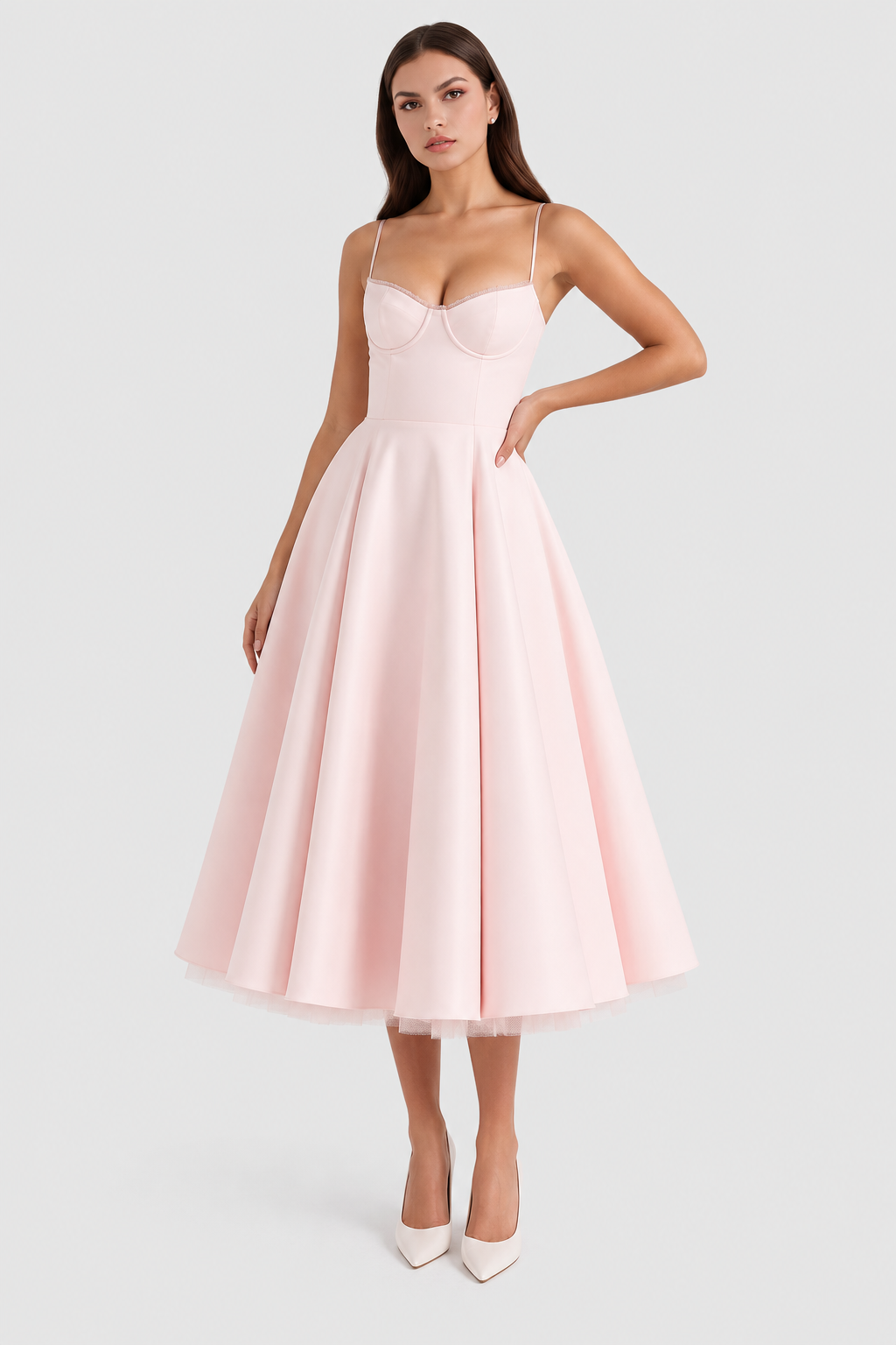 Selena - Vestido midi con capas de tul