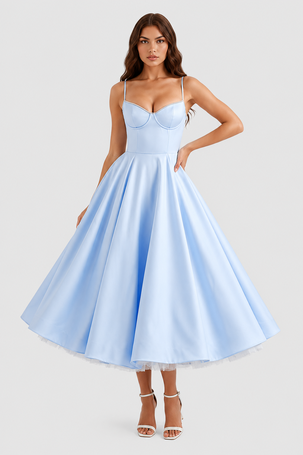 Selena - Vestido midi con capas de tul