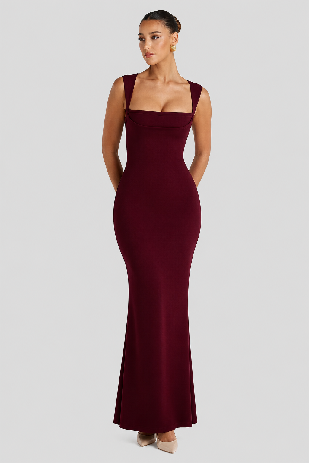 Grace - Vestido largo moldeador con escote cuadrado