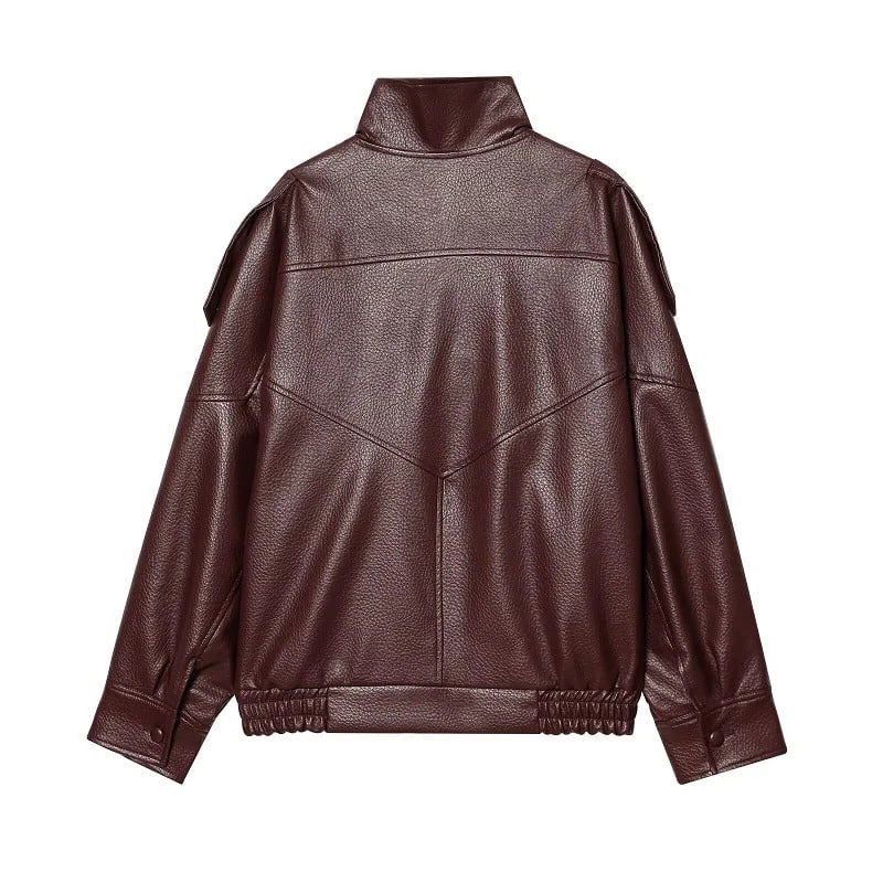 Valentina - Bomber De Piel Cuello Alto
