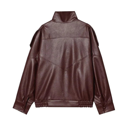 Valentina - Bomber De Piel Cuello Alto