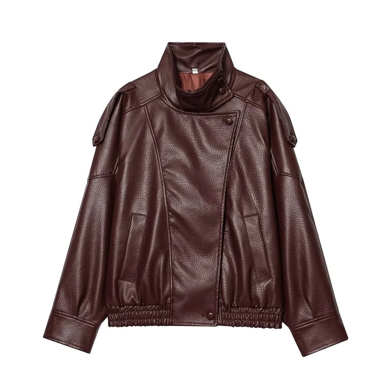Valentina - Bomber De Piel Cuello Alto