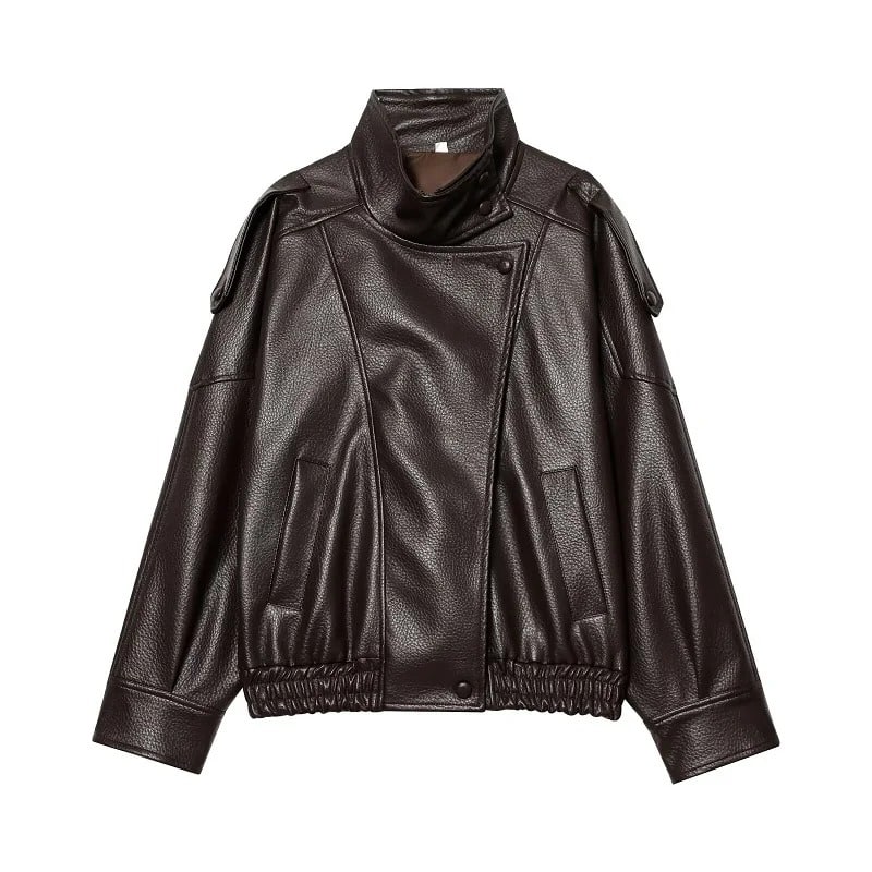 Valentina - Bomber De Piel Cuello Alto